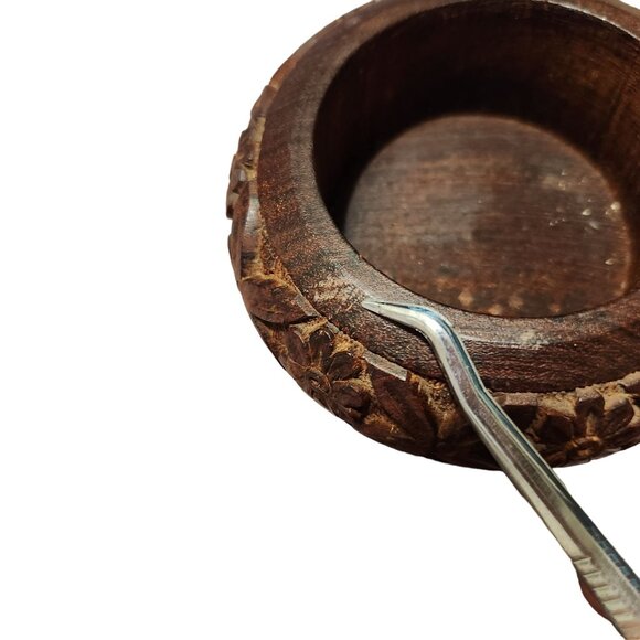 Handmade Vintage Carved Wooden Trinket Box With Lid Floral Design 3.5 Inch Heigh - Picture 14 of 14